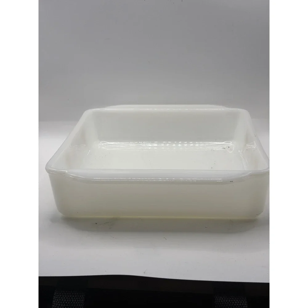 Fire-King 452 Milk Glass Wheat Pattern Square Baking Dish 8x8 Vintage USA